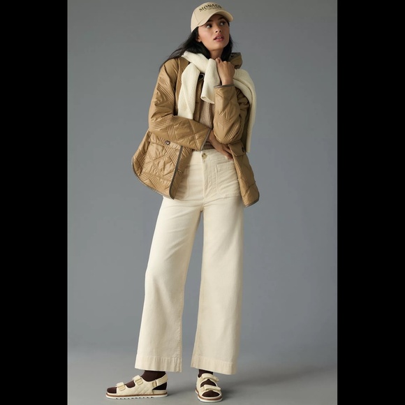 Anthropologie The Colette Cropped Wide-Leg Corduroy Pants by Maeve - Picture 2 of 16